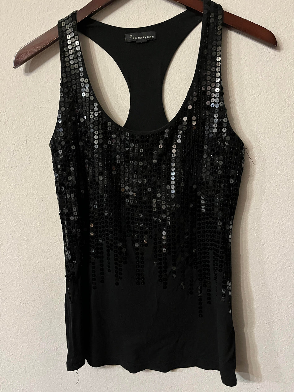 Twenty One- Womens Size Small Tank Top with Black Sequens -SaveEZ
