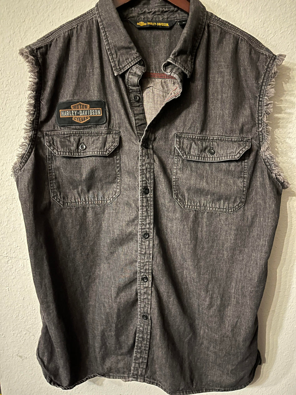 Harley Davidson Mens Denim Riding Vest-Size 2XL-SaveEZ